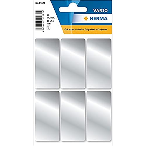 HERMA 15077 Vielzweck-Etiketten silber, 18 Stück, 26 x 54 mm, 6 pro Bogen, selbstklebend, Haushaltsetiketten zum Beschriften für Kalender Planer, glänzend, blanko Papier Klebeetiketten Aufkleber HERMA 15077 Vielzweck-Etiketten silber, 18 Stück, 26 x 54 mm, 6 pro Bogen, selbstklebend, Haushaltsetiketten zum Beschriften für Kalender Planer, glänzend, blanko Papier Klebeetiketten Aufkleber von HERMA