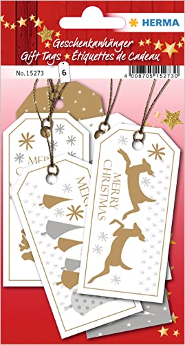 HERMA 15273 Geschenkanhänger Weihnachten Glitzer Weiß Gold, 6 Stück, Weihnachtsanhänger mit Weihnachtsmotiv, Kinder Hängeetiketten für Geschenke Weihnachtsdeko Adventskalender Winter Dekoration DIY HERMA 15273 Geschenkanhänger Weihnachten Glitzer Weiß Gold, 6 Stück, Weihnachtsanhänger mit Weihnachtsmotiv, Kinder Hängeetiketten für Geschenke Weihnachtsdeko Adventskalender Winter Dekoration DIY von HERMA