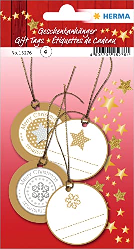 HERMA 15276 Geschenkanhänger Weihnachten zum Beschriften Glitzer Weiß Gold rund, 4 Stück, Weihnachtsanhänger mit Weihnachtsmotiv, Kinder Hängeetiketten für Geschenke Weihnachtsdeko Dekoration DIY HERMA 15276 Geschenkanhänger Weihnachten zum Beschriften Glitzer Weiß Gold rund, 4 Stück, Weihnachtsanhänger mit Weihnachtsmotiv, Kinder Hängeetiketten für Geschenke Weihnachtsdeko Dekoration DIY von HERMA