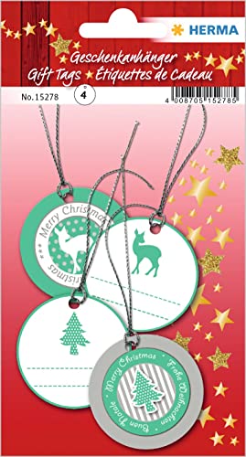 HERMA 15278 Geschenkanhänger Weihnachten zum Beschriften Glitzer Grün Weiß rund, 4 Stück, Weihnachtsanhänger mit Weihnachtsmotiv, Kinder Hängeetiketten für Geschenke Weihnachtsdeko Dekoration DIY HERMA 15278 Geschenkanhänger Weihnachten zum Beschriften Glitzer Grün Weiß rund, 4 Stück, Weihnachtsanhänger mit Weihnachtsmotiv, Kinder Hängeetiketten für Geschenke Weihnachtsdeko Dekoration DIY von HERMA