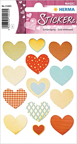 HERMA 15405 Aufkleber Herzen Bunt groß, 13 Stück, Herz Sticker mit Gold Prägung, Etiketten in Herzform für Valentinstag Liebe Hochzeit Geburtstag Scrapbooking Dekoration Geschenk Briefe DIY Basteln HERMA 15405 Aufkleber Herzen Bunt groß, 13 Stück, Herz Sticker mit Gold Prägung, Etiketten in Herzform für Valentinstag Liebe Hochzeit Geburtstag Scrapbooking Dekoration Geschenk Briefe DIY Basteln von HERMA