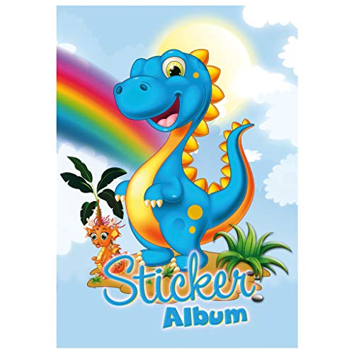 HERMA 15422 Stickeralbum leer zum Sammeln A5 Dinosaurier, beschichtetes Stickerbuch aus Silikonpapier zum Ablösen und Wiederverwenden der Sticker, blanko Sammelalbum für Mädchen Jungen Kinder von HERMA