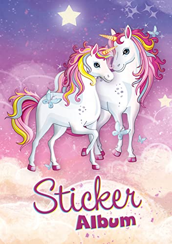 HERMA 15425 Stickeralbum leer zum Sammeln A5 Einhorn, beschichtetes Stickerbuch aus Silikonpapier zum Ablösen und Wiederverwenden der Sticker, blanko Sammelalbum für Mädchen Jungen Kinder von HERMA