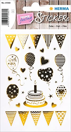 HERMA 15560 Aufkleber Geburtstag Gold Silber, 22 Stück, Geschenk Sticker mit Luftballons Kuchen Torte Herzen, Erwachsene Geschenkaufkleber für Glückwünsche Happy Birthday Herzlichen Glückwunsch Deko HERMA 15560 Aufkleber Geburtstag Gold Silber, 22 Stück, Geschenk Sticker mit Luftballons Kuchen Torte Herzen, Erwachsene Geschenkaufkleber für Glückwünsche Happy Birthday Herzlichen Glückwunsch Deko von HERMA
