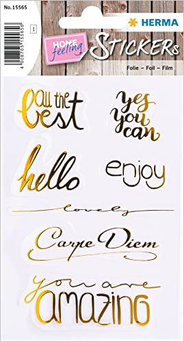 HERMA 15565 Creativ Sticker, Amazing (7 Aufkleber, Folie, glänzend) selbstklebend, permanent haftende Motiv Etiketten für Mädchen und Jungen, gold von HERMA