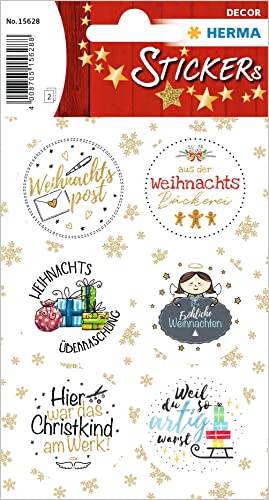 HERMA 15628 Aufkleber Weihnachtssprüche rund, 12 Stück, Weihnachten Sticker mit Schriftzug Botschaft, Kinder Etiketten für Weihnachtsdeko Geschenke Adventskalender Winter Dekoration Briefe DIY Basteln HERMA 15628 Aufkleber Weihnachtssprüche rund, 12 Stück, Weihnachten Sticker mit Schriftzug Botschaft, Kinder Etiketten für Weihnachtsdeko Geschenke Adventskalender Winter Dekoration Briefe DIY Basteln von HERMA