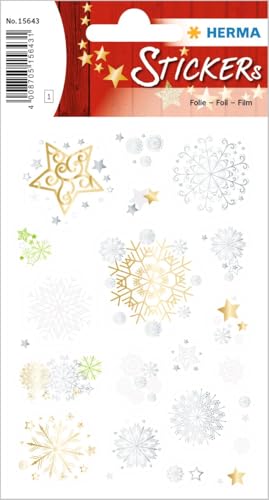 HERMA 15643 Aufkleber Sternflocken Glitzer Gold Silber klein groß, 20 Stück, Sterne Sticker mit Mandala Motiv, Winter Etiketten für Frohe Weihnachten Nikolaus Merry Christmas Xmas Geschenk Dekoration HERMA 15643 Aufkleber Sternflocken Glitzer Gold Silber klein groß, 20 Stück, Sterne Sticker mit Mandala Motiv, Winter Etiketten für Frohe Weihnachten Nikolaus Merry Christmas Xmas Geschenk Dekoration von HERMA