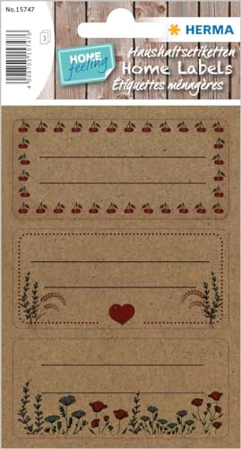 HERMA 15747 Marmeladen Etiketten aus Graspapier selbstklebend, 9 Stück, 76 x 35 mm, Homemade Küchen Aufkleber zum Beschriften, Silphie Haushalt Sticker für Einmachgläser Gewürzgläser Marmeladengläser HERMA 15747 Marmeladen Etiketten aus Graspapier selbstklebend, 9 Stück, 76 x 35 mm, Homemade Küchen Aufkleber zum Beschriften, Silphie Haushalt Sticker für Einmachgläser Gewürzgläser Marmeladengläser von HERMA