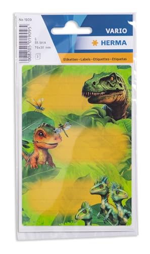 HERMA 1909 Buchetiketten zum Beschriften Dino World, 9 Stück, 76 x 35 mm, selbstklebend, liniert, Buchaufkleber für Schule Kinder Mädchen Jungen, mehrfarbige Heftetiketten Aufkleber, bunt HERMA 1909 Buchetiketten zum Beschriften Dino World, 9 Stück, 76 x 35 mm, selbstklebend, liniert, Buchaufkleber für Schule Kinder Mädchen Jungen, mehrfarbige Heftetiketten Aufkleber, bunt von HERMA