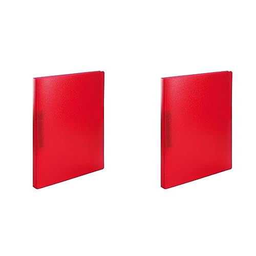 HERMA 19163 Ringbücher A4 Transluzent Rot, 3 Stück, schmal, 2 Ringe, 25 mm breit, Ordner aus Kunststoff mit Niederhalter für Schule & Büro, stabiles Ringordner Set aus Plastik für Jungen & Mädchen von HERMA