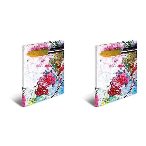 HERMA 19229 Sammelmappen A3 Impressionen Farben, 3 Stück, Kinder Eckspanner-Mappen aus Pappe mit Innendruck & Gummizug, stabiles Einschlagmappen Set aus Karton für Jungen & Mädchen (Packung mit 2) von HERMA