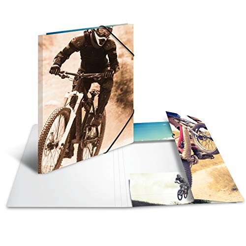 HERMA 19234 Sammelmappe A3 Sport Mountainbike, Kinder Eckspanner-Mappe aus Pappe mit Innendruck & Gummizug, stabile Einschlagmappe aus Karton für Jungen & Mädchen HERMA 19234 Sammelmappe A3 Sport Mountainbike, Kinder Eckspanner-Mappe aus Pappe mit Innendruck & Gummizug, stabile Einschlagmappe aus Karton für Jungen & Mädchen von HERMA