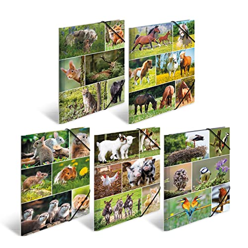 HERMA Sammelmappen A4 Tiermotive Set, 10 Stück, Kinder Eckspanner-Mappen aus Pappe mit Tiere Motiv, Gummizug, Innenklappen und Innendruck für Jungen und Mädchen HERMA Sammelmappen A4 Tiermotive Set, 10 Stück, Kinder Eckspanner-Mappen aus Pappe mit Tiere Motiv, Gummizug, Innenklappen und Innendruck für Jungen und Mädchen von HERMA