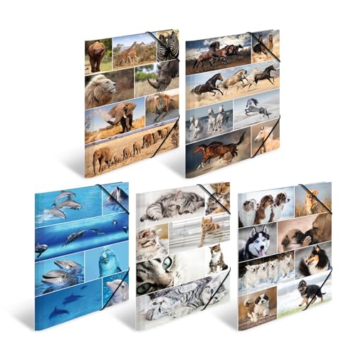 HERMA Sammelmappen A3 Tiermotive Set, 10 Stück, Kinder Eckspanner-Mappen aus Pappe mit Tier Motiv, Gummizug, Innenklappen und Innendruck für Jungen und Mädchen HERMA Sammelmappen A3 Tiermotive Set, 10 Stück, Kinder Eckspanner-Mappen aus Pappe mit Tier Motiv, Gummizug, Innenklappen und Innendruck für Jungen und Mädchen von HERMA