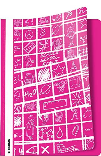HERMA 19371 Schnellhefter A4 Schoolydoo Pink Rosa, 3 Stück, Sichthefter aus Kunststoff mit Beschriftungsstreifen & Metallheftzunge, stabiles Plastik Schnellhefter Set für Schule & Büro von HERMA