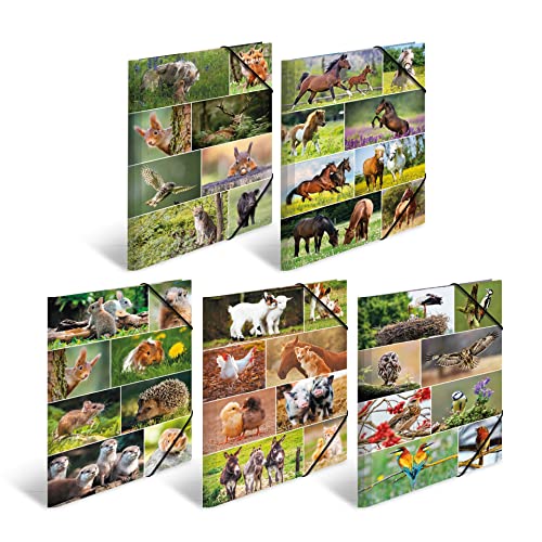 HERMA Sammelmappen A3 Tiermotive Set, 10 Stück, Kinder Eckspanner-Mappen aus Pappe mit Tiere Motiv, Gummizug, Innenklappen und Innendruck für Jungen und Mädchen HERMA Sammelmappen A3 Tiermotive Set, 10 Stück, Kinder Eckspanner-Mappen aus Pappe mit Tiere Motiv, Gummizug, Innenklappen und Innendruck für Jungen und Mädchen von HERMA