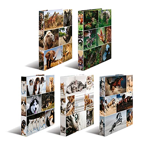 HERMA Ringbücher A4 Tiermotive Set, 10 Stück, schmal, 2 Ringe, 35 mm breit, Kinder Ringordner mit Tier Motiv, bunter Ordner mit Innendruck für Jungen und Mädchen HERMA Ringbücher A4 Tiermotive Set, 10 Stück, schmal, 2 Ringe, 35 mm breit, Kinder Ringordner mit Tier Motiv, bunter Ordner mit Innendruck für Jungen und Mädchen von HERMA