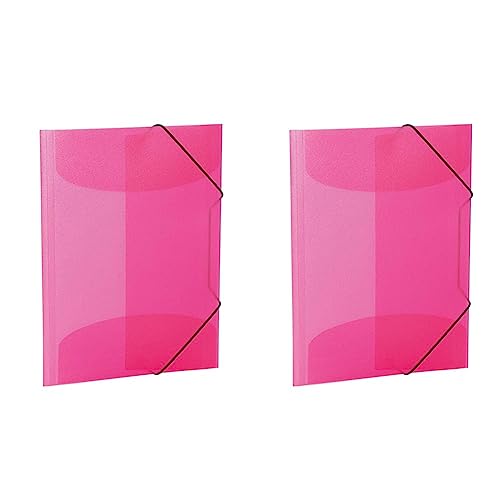 HERMA 19505 Sammelmappe A4 Transluzent Pink Rosa, Kinder Eckspanner-Mappe aus Kunststoff mit Innenklappen und Gummizug, stabile Einschlagmappe aus Plastik für Jungen und Mädchen (Packung mit 2) von HERMA