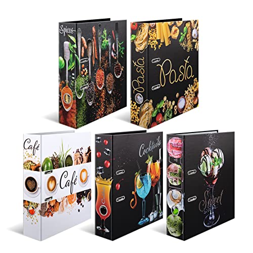 HERMA Ordner A4 Küchen Set, 5 Stück, 7 cm breit, Rezeptordner zum Selberschreiben und Abheften, Motiv Rezeptbuch mit glänzender Veredelung und Innendruck für Kochrezepte HERMA Ordner A4 Küchen Set, 5 Stück, 7 cm breit, Rezeptordner zum Selberschreiben und Abheften, Motiv Rezeptbuch mit glänzender Veredelung und Innendruck für Kochrezepte von HERMA