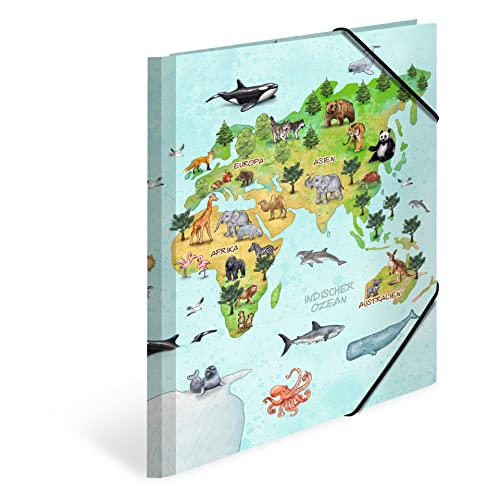 HERMA Sammelmappen A4 Weltkarte Set, 3 Stück, Eckspanner-Mappen aus Pappe mit Kindergarten Motiv, Gummizug, Innenklappen und Innendruck für Jungen, Mädchen und Kinder HERMA Sammelmappen A4 Weltkarte Set, 3 Stück, Eckspanner-Mappen aus Pappe mit Kindergarten Motiv, Gummizug, Innenklappen und Innendruck für Jungen, Mädchen und Kinder von HERMA