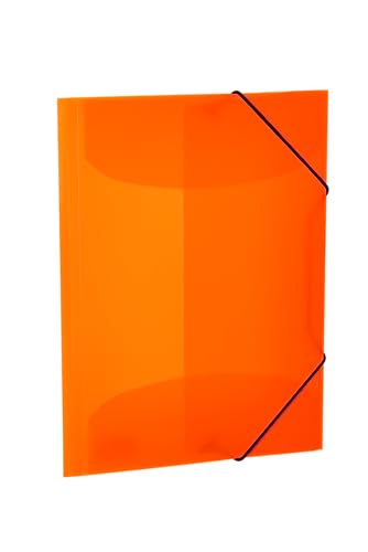 HERMA 19656 Sammelmappe A4 Transluzent Neon Orange, Kinder Eckspanner-Mappe aus Kunststoff mit Innenklappen & Gummizug, stabile Einschlagmappe aus Plastik für Jungen & Mädchen von HERMA