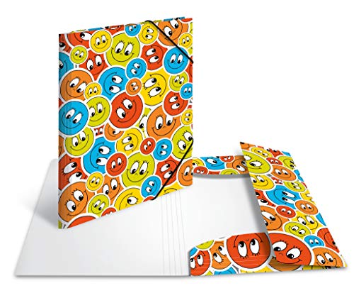 HERMA 19708 Sammelmappe A3 Kids Happy Smile, Kinder Eckspanner-Mappe aus Kunststoff mit Innendruck & Gummizug, stabile Einschlagmappe aus Plastik für Jungen & Mädchen HERMA 19708 Sammelmappe A3 Kids Happy Smile, Kinder Eckspanner-Mappe aus Kunststoff mit Innendruck & Gummizug, stabile Einschlagmappe aus Plastik für Jungen & Mädchen von HERMA