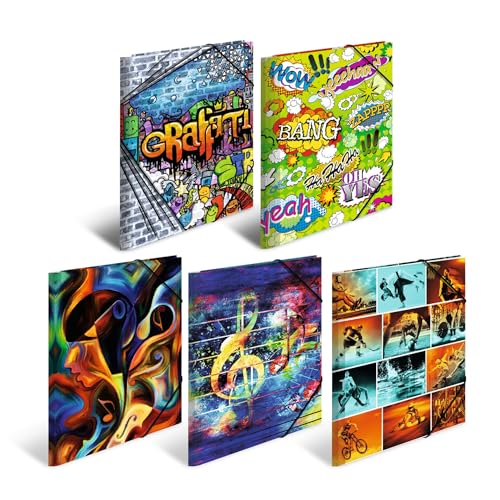 HERMA Sammelmappen A3 Design Set, 10 Stück, Kinder Eckspanner-Mappen aus Kunststoff mit Kunst Motiv, Gummizug, Innenklappen und Innendruck für Jungen und Mädchen HERMA Sammelmappen A3 Design Set, 10 Stück, Kinder Eckspanner-Mappen aus Kunststoff mit Kunst Motiv, Gummizug, Innenklappen und Innendruck für Jungen und Mädchen von HERMA