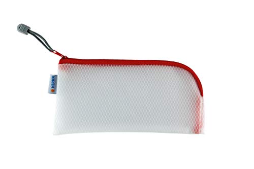 HERMA Dokumententasche mit Reißverschluss, kleine wasserdichte Reißverschlusstasche, verschließbare Dokumentenmappe aus Kunstoff mit Zipper, halb-transparent, 23 x 11 cm, rot von HERMA