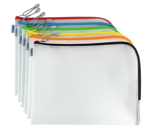 HERMA Dokumententasche A4 mit Reißverschluss Set, 10 Stück, große wasserdichte Reißverschlusstasche, verschließbare Dokumentenmappe aus Kunstoff mit Zipper, halb-transparent, 36 x 28 cm von HERMA