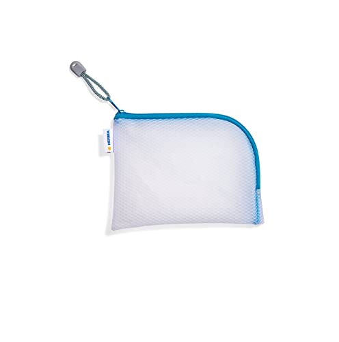 HERMA Dokumententasche A6 mit Reißverschluss, kleine wasserdichte Reißverschlusstasche, verschließbare Dokumentenmappe aus Kunstoff mit Zipper, halb-transparent, 19 x 14 cm, blau von HERMA