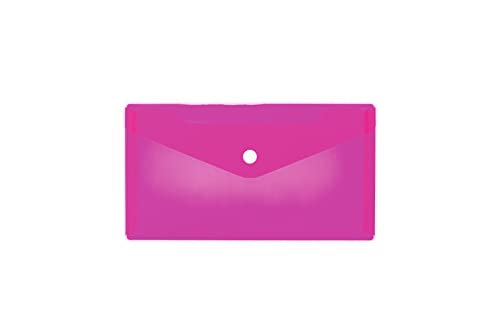 HERMA 20039 Dokumententaschen DIN lang (22 x 12 cm, Polypropylen) transparente Sichttaschen mit Druckknopf für Schule, Uni, Büro, PP Umschläge in pink von HERMA