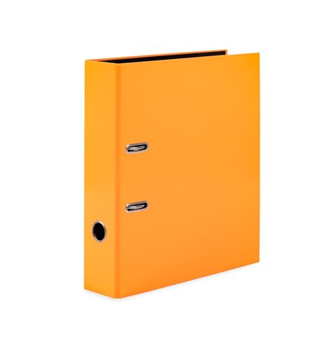 HERMA 20064 Ordner A4 Neon Orange, 7 cm breit, Motiv Aktenordner aus Pappe mit Innendruck für Schule & Büro, stabiler Kinder Ringordner aus Karton für Jungen & Mädchen von HERMA