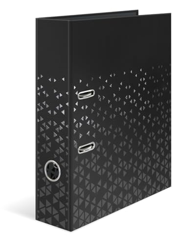 HERMA Ordner A4 Farbe Schwarz Set, 5 Stück, 7 cm breit, Kinder Ringordner mit Muster, einfarbiger Aktenordner mit glänzender Veredelung und Innendruck für Jungen und Mädchen HERMA Ordner A4 Farbe Schwarz Set, 5 Stück, 7 cm breit, Kinder Ringordner mit Muster, einfarbiger Aktenordner mit glänzender Veredelung und Innendruck für Jungen und Mädchen von HERMA