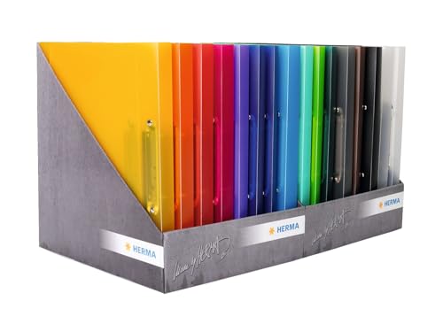HERMA Ringbücher A4 Transluzent Set, 48 Stück, schmal, 2 Ringe, 25 mm breit, Ringordner aus Kunststoff mit Niederhalter für Kinder, Jungen und Mädchen HERMA Ringbücher A4 Transluzent Set, 48 Stück, schmal, 2 Ringe, 25 mm breit, Ringordner aus Kunststoff mit Niederhalter für Kinder, Jungen und Mädchen von HERMA