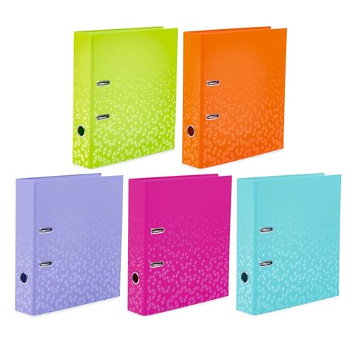 HERMA Ordner A4 Farben Set, 5 Stück, 7 cm breit, Kinder Ringordner mit Muster, einfarbiger Aktenordner mit glänzender Veredelung und Innendruck für Jungen und Mädchen HERMA Ordner A4 Farben Set, 5 Stück, 7 cm breit, Kinder Ringordner mit Muster, einfarbiger Aktenordner mit glänzender Veredelung und Innendruck für Jungen und Mädchen von HERMA