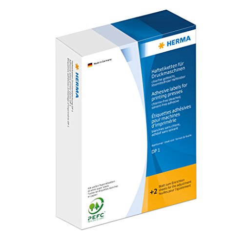 HERMA 3022 Haftetiketten für Druckmaschinen (50 x 20 mm, Blattformat 168 x 120 mm, DP1, Papier, matt) selbstklebend, permanent haftend, mit Greifer- und Anlagerand, 2.500 Etiketten, leuchtrot von HERMA