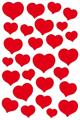 HERMA 3254 Aufkleber Herzen Rot klein, 27 Stück, 3D Herz Sticker, selbstklebend, Etiketten in Herzform für Valentinstag Liebe Hochzeit Geburtstag Scrapbooking Dekoration Geschenk Briefe DIY Basteln von HERMA