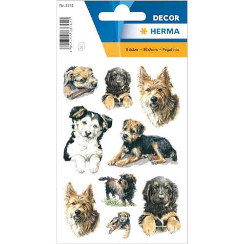HERMA 3341 Sticker Hunde aus Papier, selbstklebend, permanent, 3 Blatt / 27 Sticker von HERMA