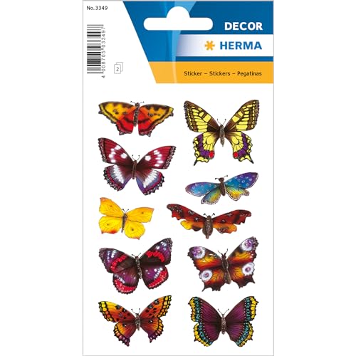 HERMA 3349 Sticker Schmetterlinge, beglimmert aus Papier, beglimmert, permanent, 2 Blatt / 20 Sticker von HERMA