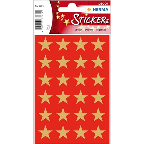 HERMA 3413 Sticker Sterne 5-Zackig, gold Ø 15 mm aus Goldpapier, 5-zackig, permanent, 3 Blatt / 72 Sticker HERMA 3413 Sticker Sterne 5-Zackig, gold Ø 15 mm aus Goldpapier, 5-zackig, permanent, 3 Blatt / 72 Sticker von HERMA