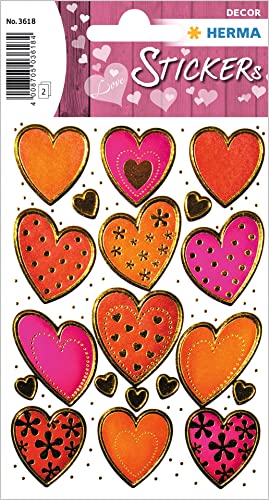 HERMA 3618 Aufkleber Herzen Rot Rosa groß, 38 Stück, Herz Sticker mit Gold Prägung, Etiketten in Herzform für Valentinstag Liebe Hochzeit Geburtstag Scrapbooking Dekoration Geschenk Briefe DIY Basteln HERMA 3618 Aufkleber Herzen Rot Rosa groß, 38 Stück, Herz Sticker mit Gold Prägung, Etiketten in Herzform für Valentinstag Liebe Hochzeit Geburtstag Scrapbooking Dekoration Geschenk Briefe DIY Basteln von HERMA