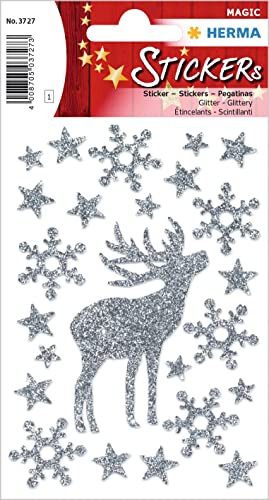 HERMA 3727 Aufkleber Hirsch Glitzer klein groß, 20 Stück, Weihnachten Sticker mit Sterne Schneeflocken Motiv, Kinder Etiketten für Weihnachtsdeko Geschenke Adventskalender Winter Dekoration Basteln HERMA 3727 Aufkleber Hirsch Glitzer klein groß, 20 Stück, Weihnachten Sticker mit Sterne Schneeflocken Motiv, Kinder Etiketten für Weihnachtsdeko Geschenke Adventskalender Winter Dekoration Basteln von HERMA