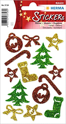 HERMA 3728 Aufkleber Weihnachtsbaum Glitzer klein groß, 14 Stück, Weihnachten Sticker mit Weihnachtskugeln Sterne Motiv, Kinder Etiketten für Weihnachtsdeko Geschenke Adventskalender Winter Dekoration HERMA 3728 Aufkleber Weihnachtsbaum Glitzer klein groß, 14 Stück, Weihnachten Sticker mit Weihnachtskugeln Sterne Motiv, Kinder Etiketten für Weihnachtsdeko Geschenke Adventskalender Winter Dekoration von HERMA