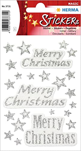 HERMA 3731 Aufkleber Merry Christmas Glitzer klein groß, 24 Stück, Weihnachten Sticker mit Sterne Motiv, Kinder Etiketten für Weihnachtsdeko Geschenke Adventskalender Winter Dekoration Briefe Basteln HERMA 3731 Aufkleber Merry Christmas Glitzer klein groß, 24 Stück, Weihnachten Sticker mit Sterne Motiv, Kinder Etiketten für Weihnachtsdeko Geschenke Adventskalender Winter Dekoration Briefe Basteln von HERMA