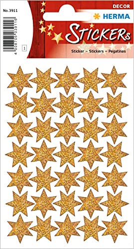 HERMA 3911 Aufkleber Sterne Glitzer Gold klein, 35 Stück, 16 mm, Stern Sticker aus Hologramm Folie, Weihnachtssticker Sternaufkleber für Weihnachten Geschenke Adventskalender Dekoration Belohnung DIY HERMA 3911 Aufkleber Sterne Glitzer Gold klein, 35 Stück, 16 mm, Stern Sticker aus Hologramm Folie, Weihnachtssticker Sternaufkleber für Weihnachten Geschenke Adventskalender Dekoration Belohnung DIY von HERMA