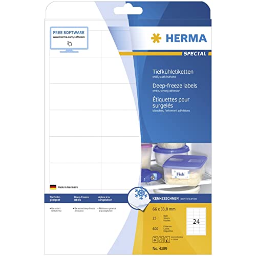 HERMA 4389 Tiefkühl-Etiketten 66 x 33.8mm Papier Weiß 600 St. Permanent haftend Tintenstrahldrucke HERMA 4389 Tiefkühl-Etiketten 66 x 33.8mm Papier Weiß 600 St. Permanent haftend Tintenstrahldrucke von HERMA