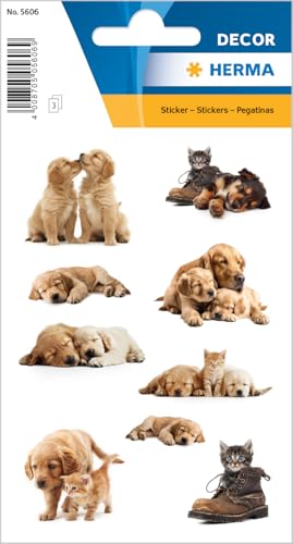 HERMA 5606 Tiere Sticker, Hundewelpen (27 Aufkleber, Papier, matt) selbstklebend, permanent haftende Motiv Etiketten für Mädchen und Jungen, bunt von HERMA