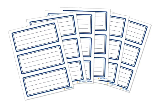 HERMA 5798 Buchetiketten zum Beschriften neutral blauer Rand, 18 Stück, 76 x 35 mm, selbstklebend, liniert, Buchaufkleber für Schule Kinder Mädchen Jungen, blanko Heftetiketten Aufkleber, weiß HERMA 5798 Buchetiketten zum Beschriften neutral blauer Rand, 18 Stück, 76 x 35 mm, selbstklebend, liniert, Buchaufkleber für Schule Kinder Mädchen Jungen, blanko Heftetiketten Aufkleber, weiß von HERMA