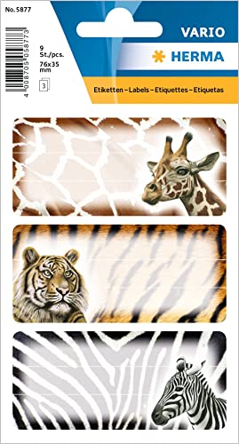HERMA 5877 Buchetiketten zum Beschriften Afrikanische Tiere, 9 Stück, 76 x 35 mm, selbstklebend, liniert, Buchaufkleber für Schule Kinder Mädchen Jungen, mehrfarbige Heftetiketten Aufkleber, bunt HERMA 5877 Buchetiketten zum Beschriften Afrikanische Tiere, 9 Stück, 76 x 35 mm, selbstklebend, liniert, Buchaufkleber für Schule Kinder Mädchen Jungen, mehrfarbige Heftetiketten Aufkleber, bunt von HERMA
