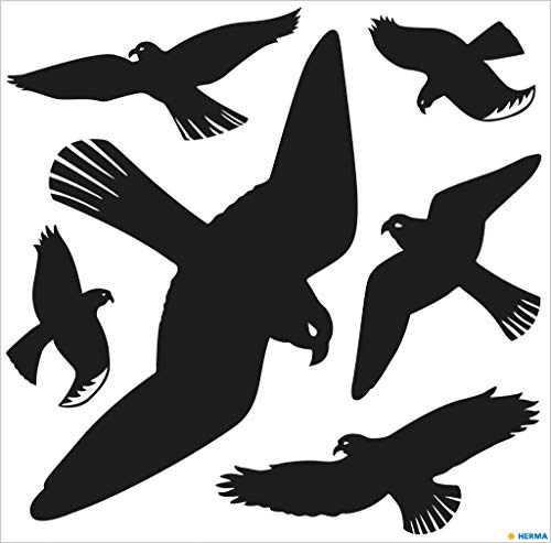 HERMA 5999 Warnvögel Vogel Aufkleber Set für Fensterscheiben groß, 2400 Stück, 30 x 30 cm, selbstklebend, ablösbar und wiederverwendbar, Vogelschutz für Fenster aus wetterfester Hart-Folie, schwarz von HERMA
